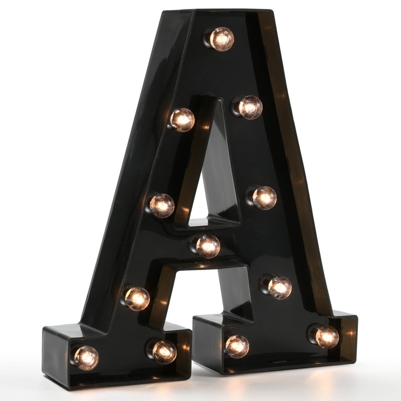 OYCBUZO Light Up Black Alphabet Marquee Letters Sign LED Marquee Number Lights Sign for Night Light Home Bar Christmas Lamp Birthday Party Wedding Decoration A - Image 1